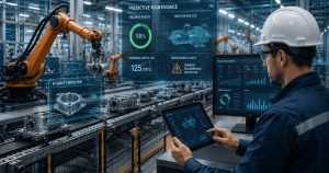 Manufacturing production line with AI quality control monitoring system